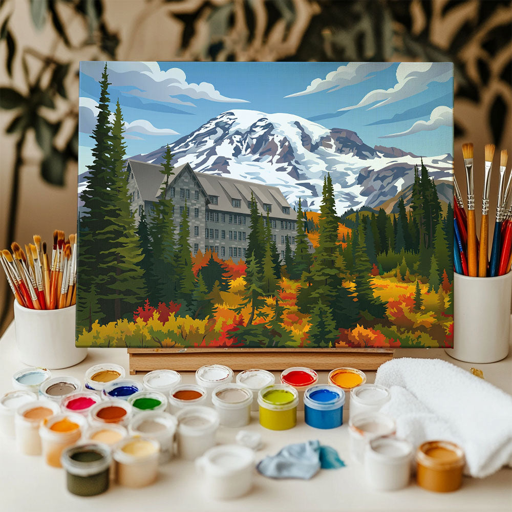 Paradise Inn - Mount Rainier | Paint by Numbers Kit