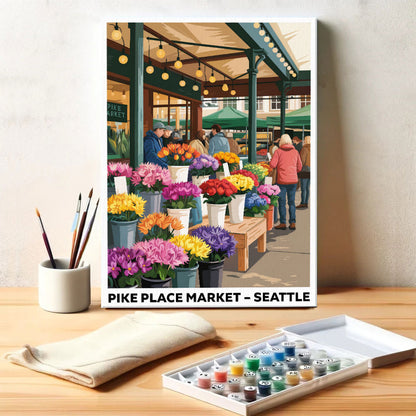 Pike Place Market, Seattle | US Landmark | Paint by Numbers Kit