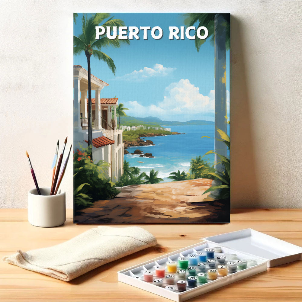 Puerto Rico Travel Poster | Paint by Numbers Kit