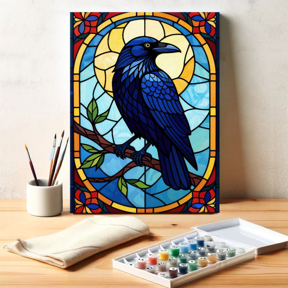 Raven Stained Glass - National Park Wildlife | Paint by Numbers Kit