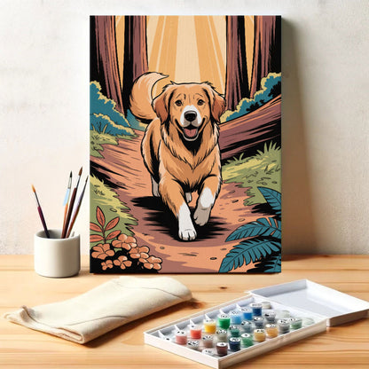 Redwood National Park - Golden Retriever | Paint by Numbers Kit