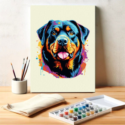 Rottweiler - Colorful Dog | Paint by Numbers Kit