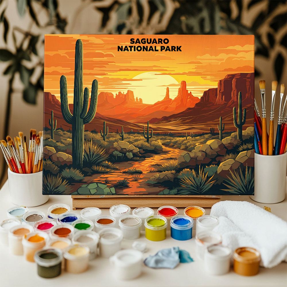 Saguaro National Park - Landscape | Paint by Numbers Kit