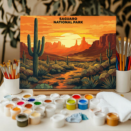 Saguaro National Park - Landscape | Paint by Numbers Kit