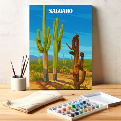 Saguaro-Nationalpark Anfänger | Malen nach Zahlen Set