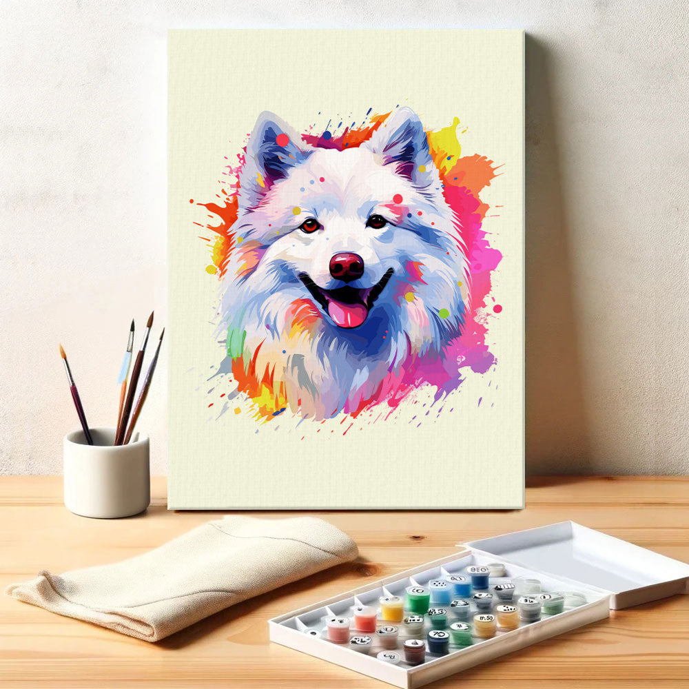 Samoyed - Colorful Dog | Paint by Numbers Kit