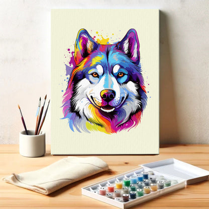 Siberian Husky - Colorful Dog | Paint by Numbers Kit