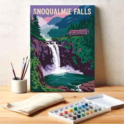 Snoqualmie Falls - U.S. Waterfalls | Paint by Numbers Kit