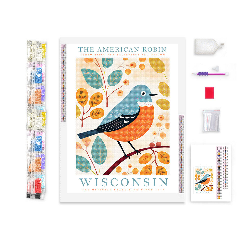 Wisconsin State Bird Diamond Painting