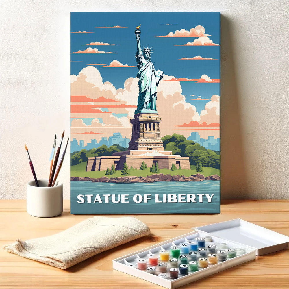 Statue of Liberty Travel Poster | Paint by Numbers Kit