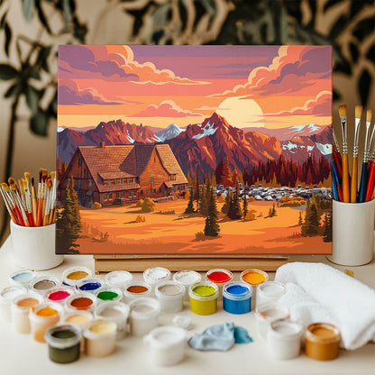 Sunrise Day Lodge - Mount Rainier | Paint by Numbers Kit
