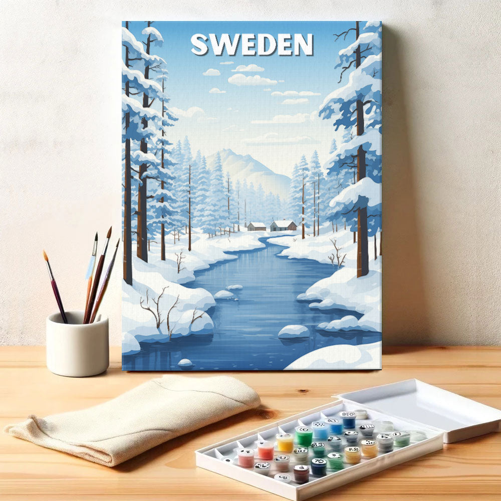 Schweden Reiseposter | Malen nach Zahlen Set
