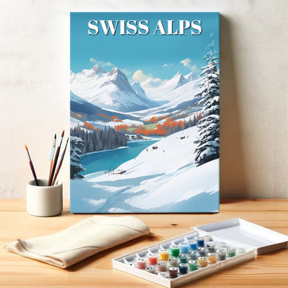Swiss Alps Travel Poster | Paint by Numbers Kit