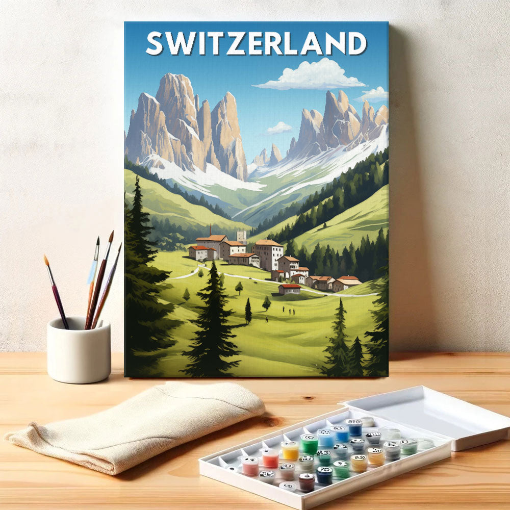 Reiseposter Schweiz | Malen nach Zahlen Set