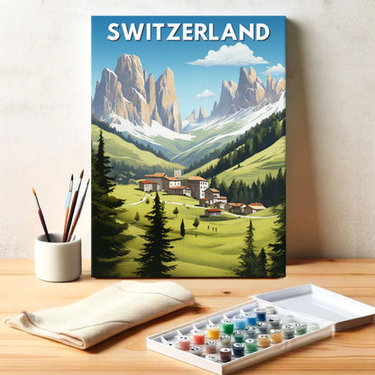 Reiseposter Schweiz | Malen nach Zahlen Set
