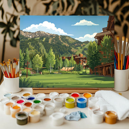 Teton Village - Grand Teton | Paint by Numbers Kit