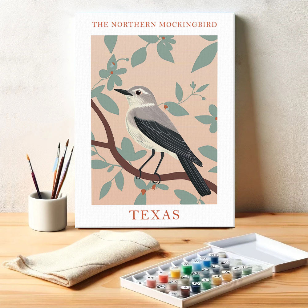 Texas State Bird Northern Mockingbird | Paint by Numbers Kit