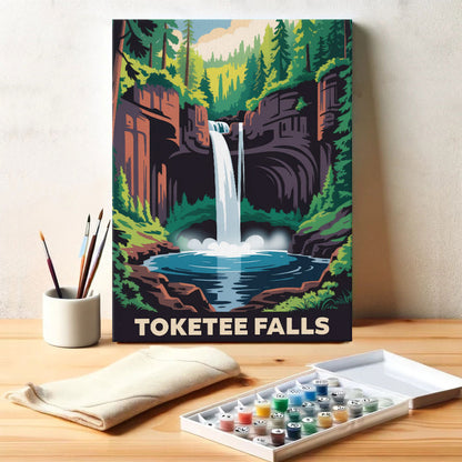Toketee Falls - U.S. Waterfalls | Paint by Numbers Kit