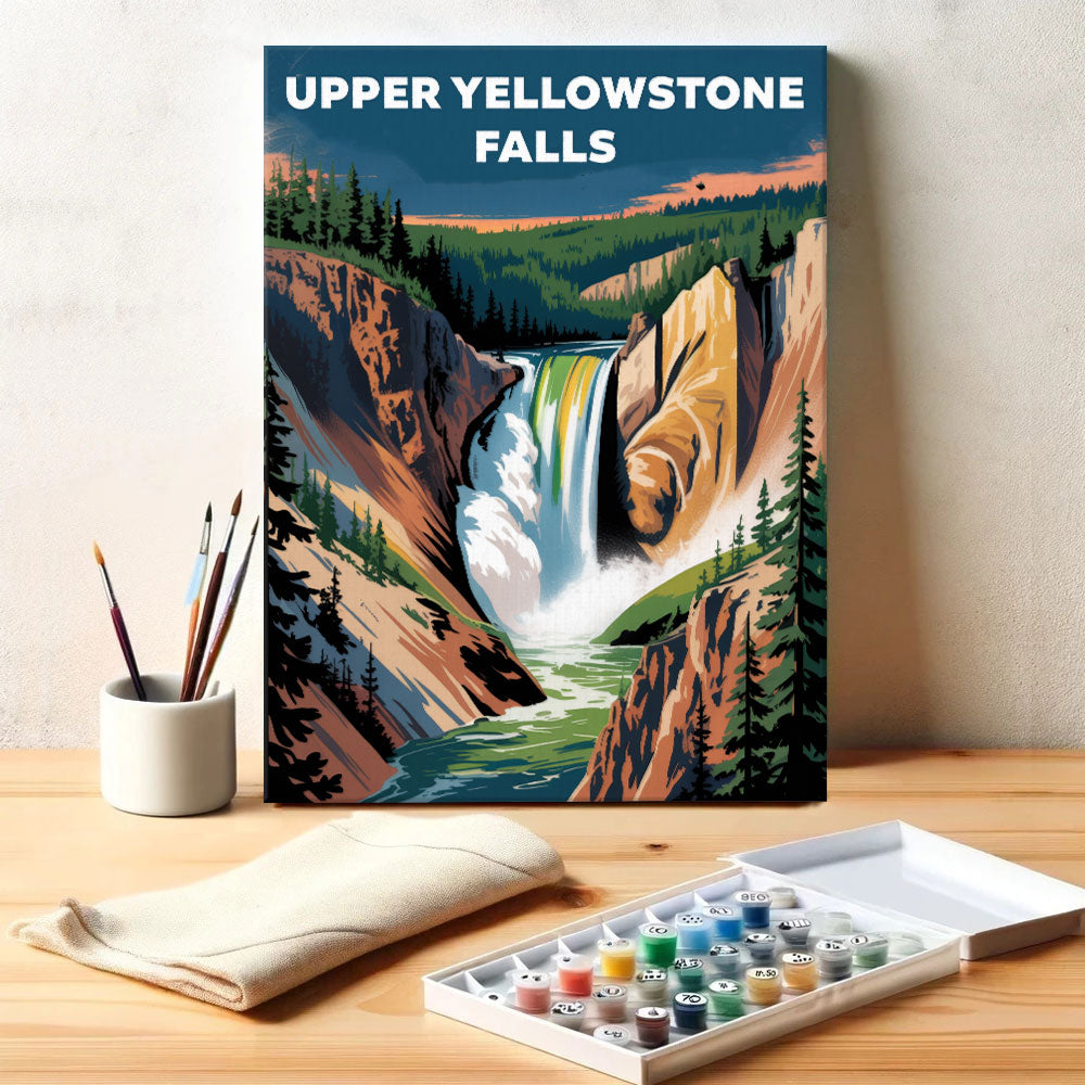 Upper Yellowstone Falls - U.S. Waterfalls | Paint by Numbers Kit