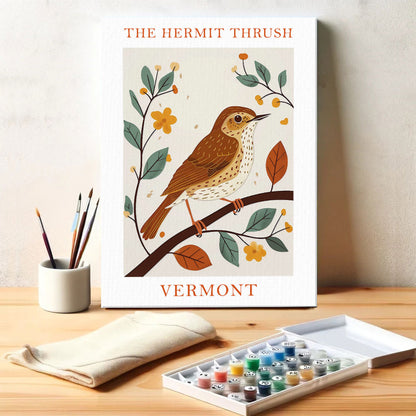 Vermont State Bird Hermit Thrush | Paint by Numbers Kit