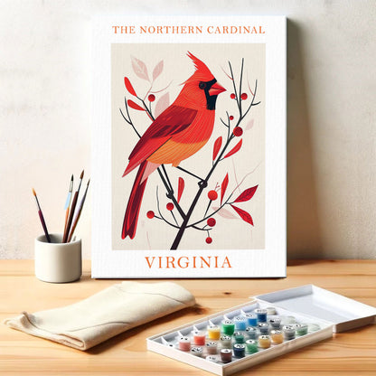 Virginia State Bird Northern Cardinal | Paint by Numbers Kit