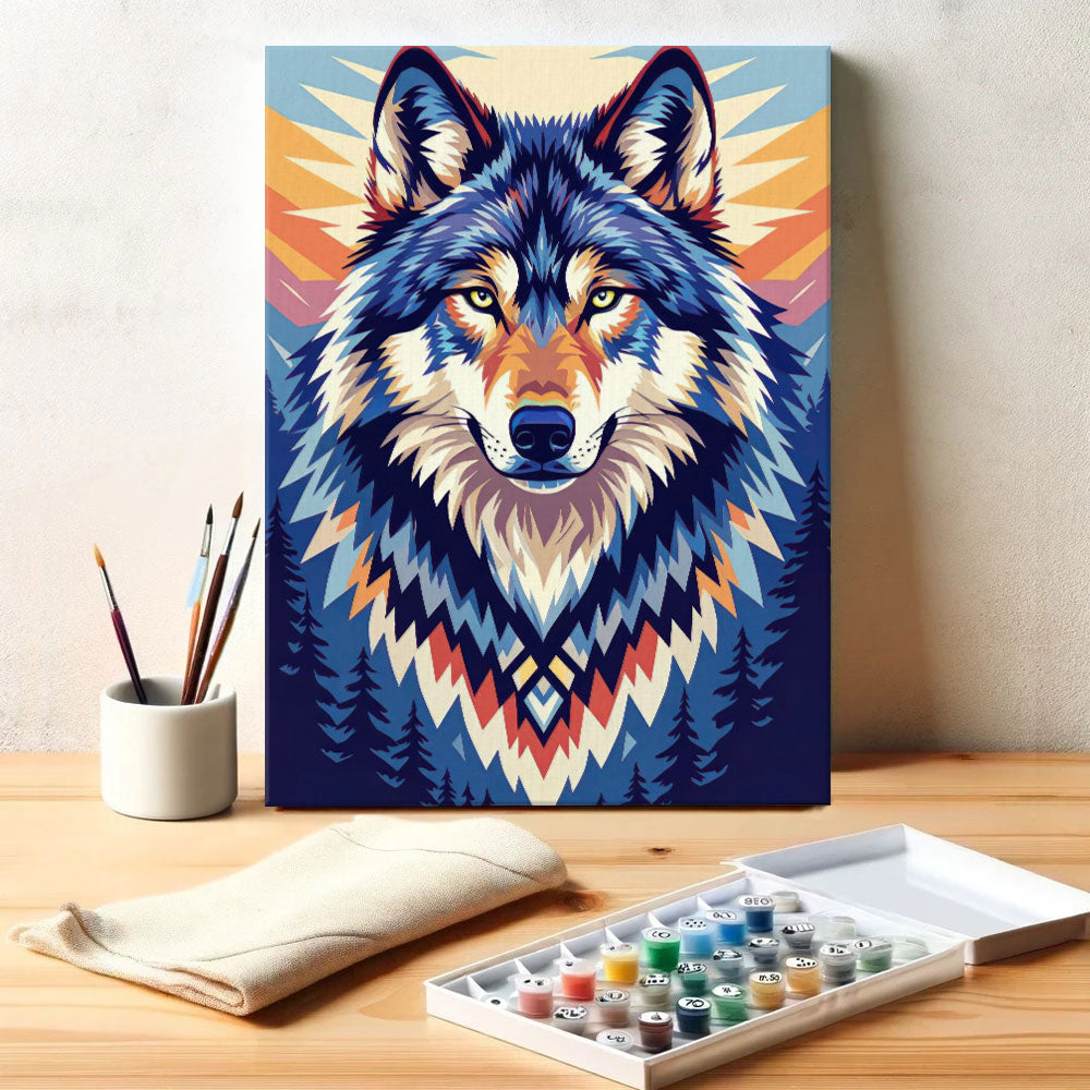 Twilight Wolf - Native American | Paint by Numbers Kit