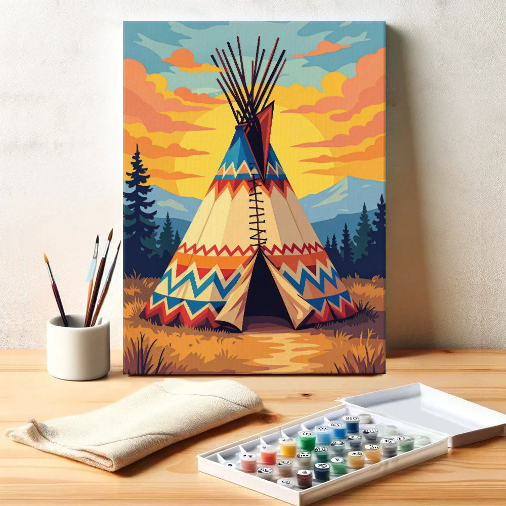 Sunset Teepee - Native American | Paint by Numbers Kit – Wander