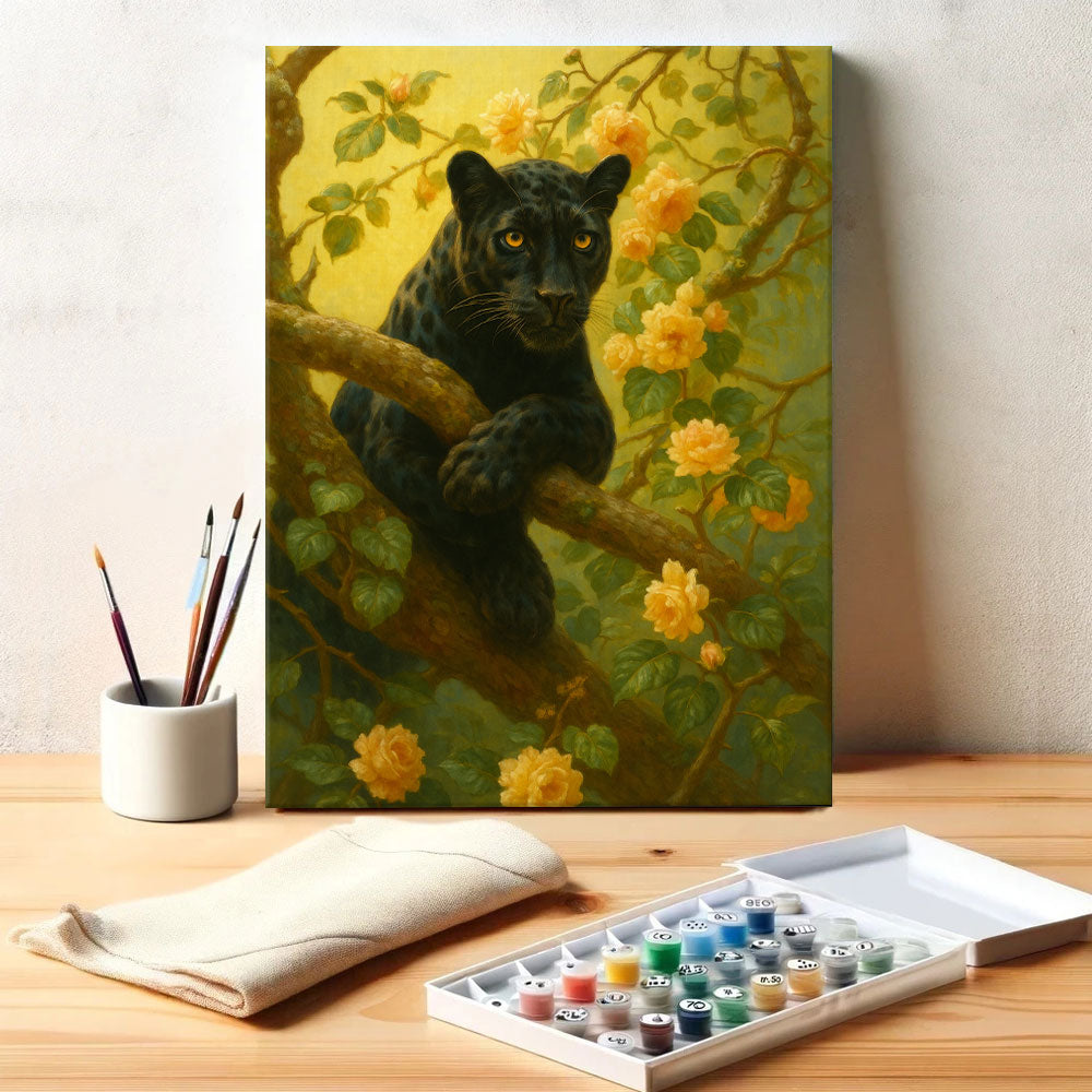 Panther Among Roses | Paint by Numbers Kit