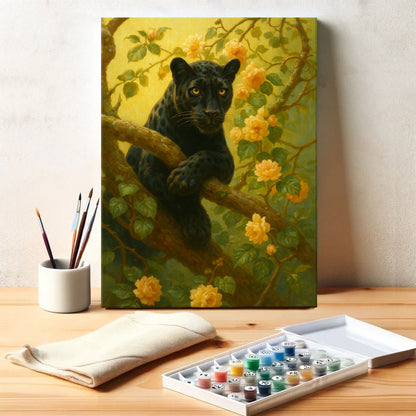 Panther Among Roses | Paint by Numbers Kit