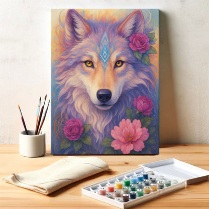 Spirit Wolf of the Blossoms | Paint by Numbers Kit