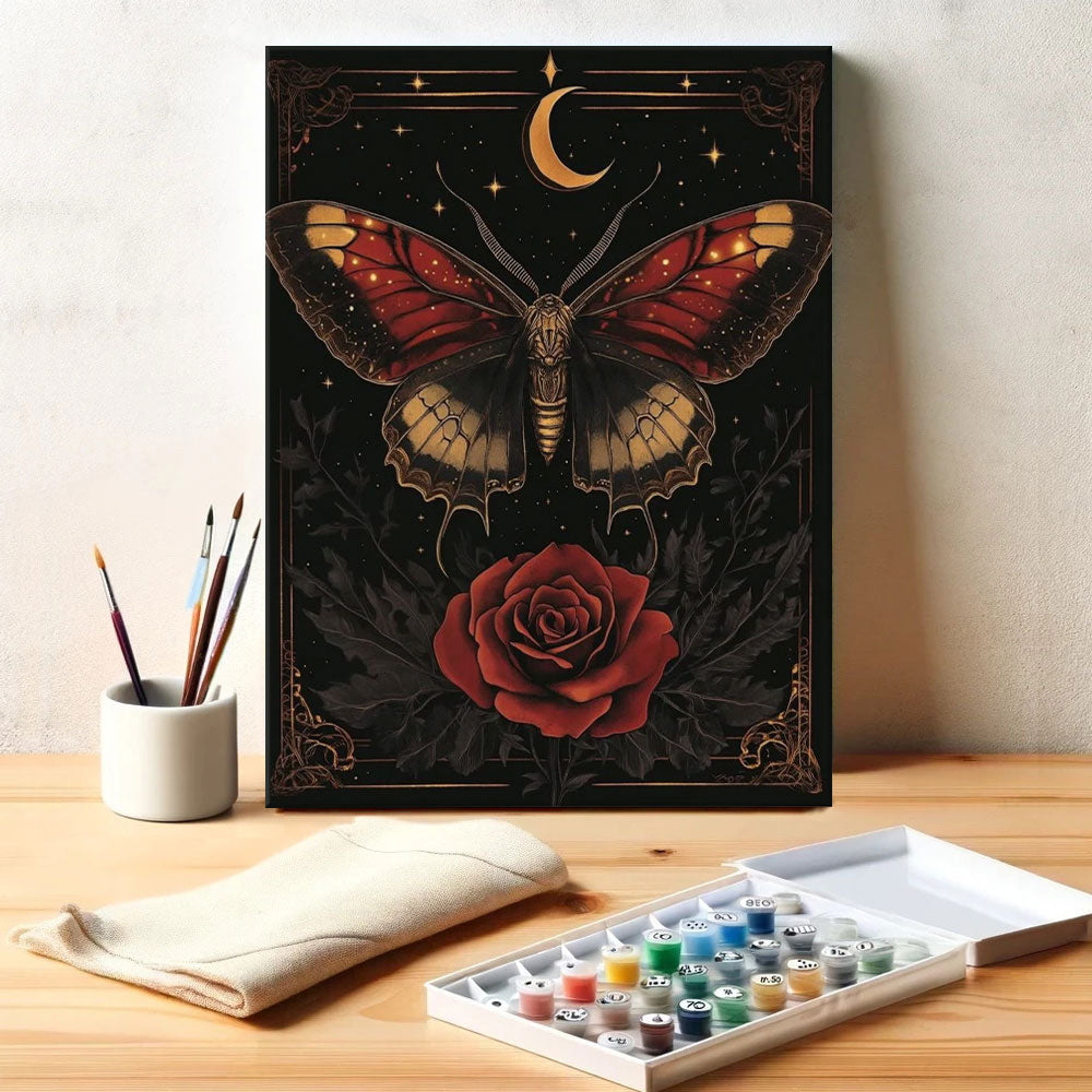 Black Butterfly and Rose | Paint by Numbers Kit