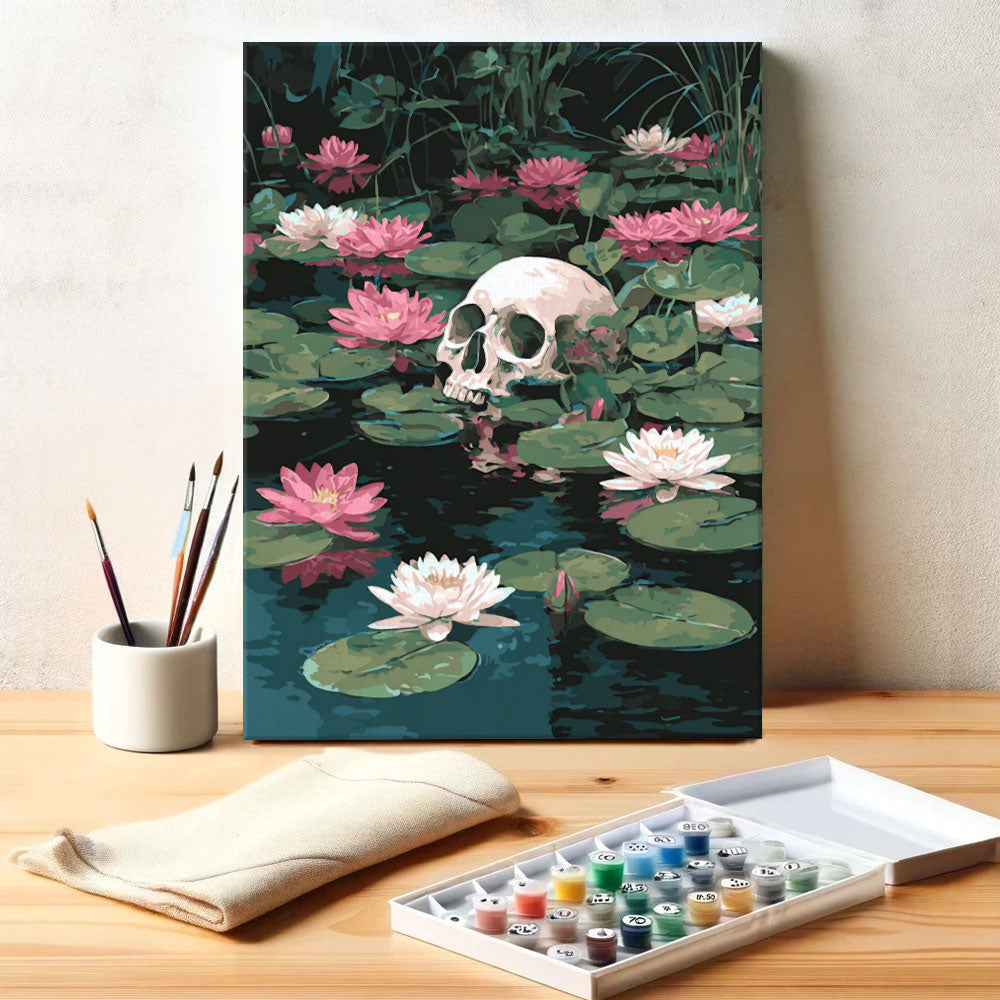 Skull on Water Lilies | Paint by Numbers Kit