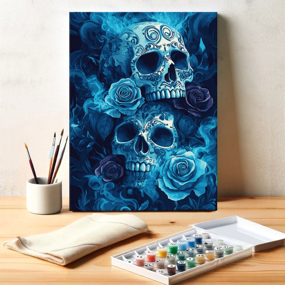 Blue Roses and Skulls | Paint by Numbers Kit