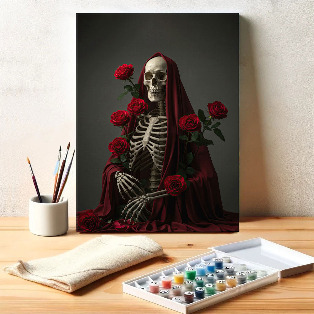 Skeleton with Rose - June Birth Flower | Paint by Numbers Kit