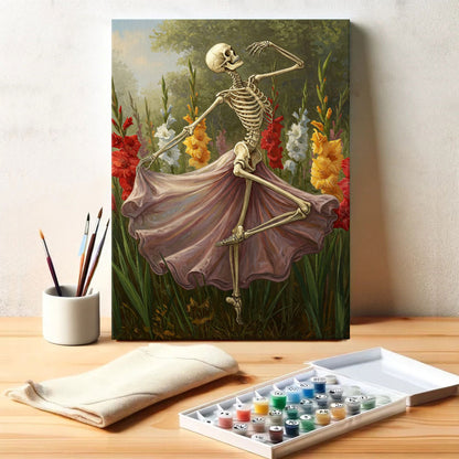 Skeleton with Gladiolus - August Birth Flower | Paint by Numbers Kit