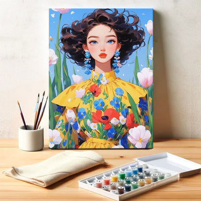 Girl in a Flower Field | Paint by Numbers Kit