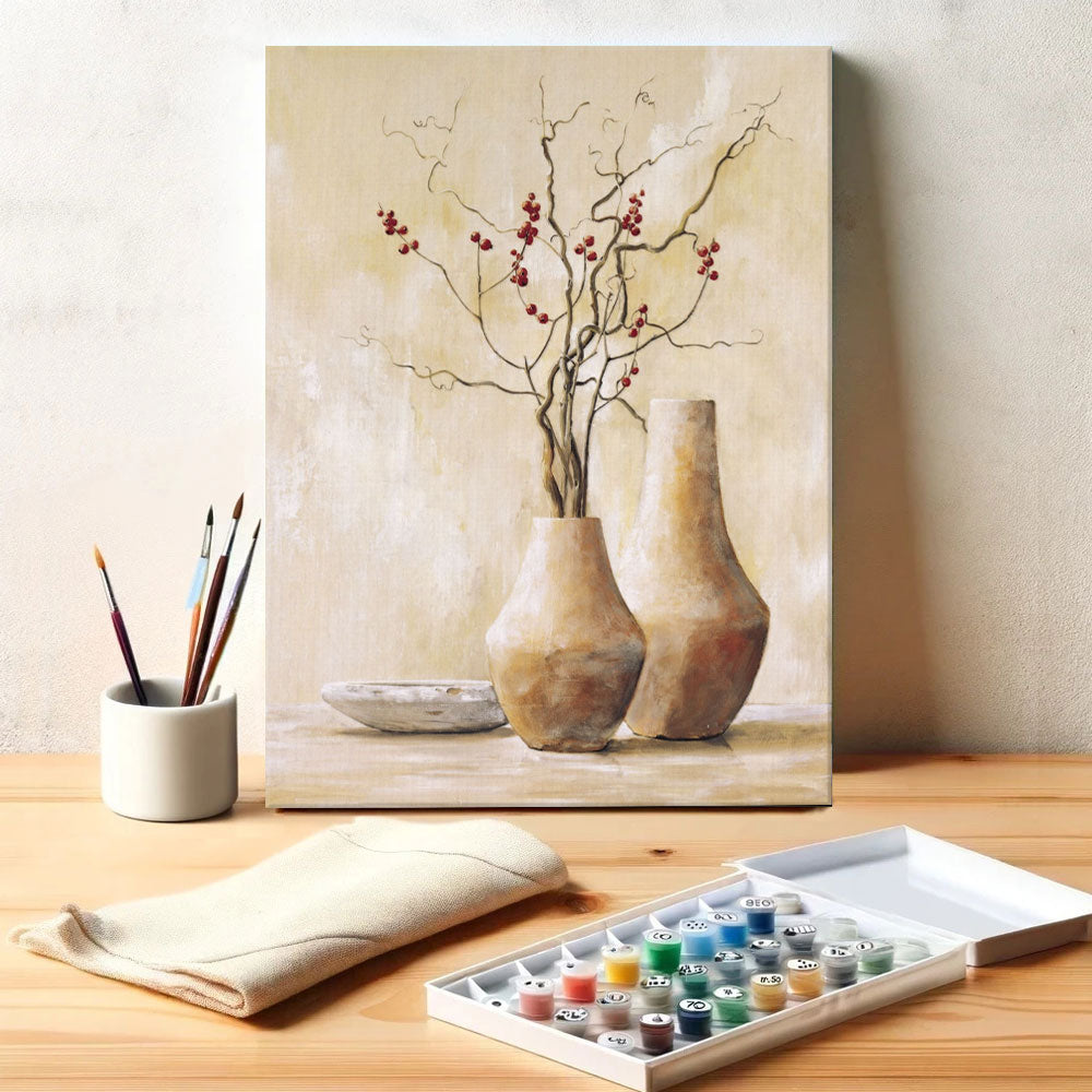 Minimalist Still Life with Red Berries | Paint by Numbers Kit
