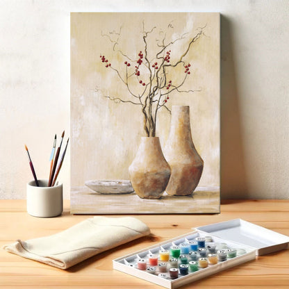 Minimalist Still Life with Red Berries | Paint by Numbers Kit