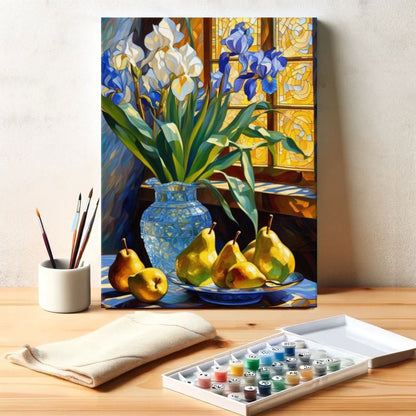 Still Life with Irises and Pears | Paint by Numbers Kit