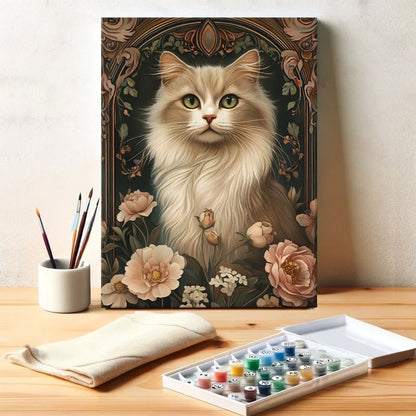 Silken Cat in Bloom | Paint by Numbers Kit