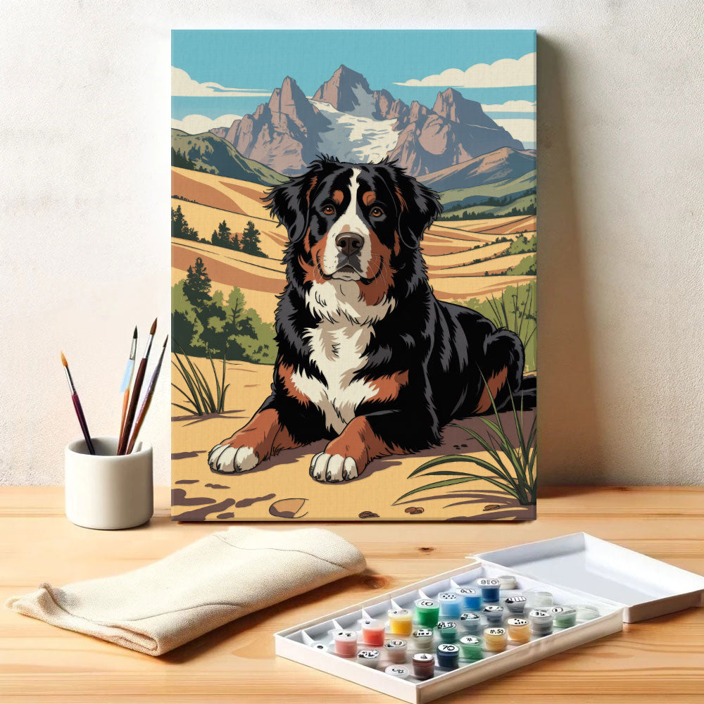 Great Sand Dune NP - Bernese Mountain Dog | Paint by Numbers Kit