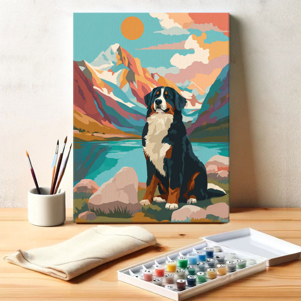 Rocky Mountain NP - Bernese Mountain Dog | Paint by Numbers Kit