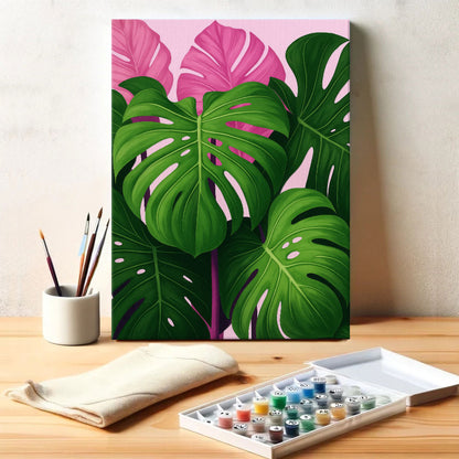 Pink Monstera|Paint by Numbers Kit  Wander Painting