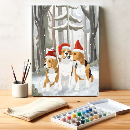 Woodland Christmas Pups | Paint by Numbers Kit