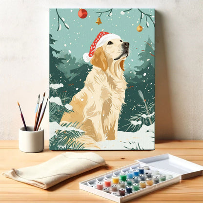Golden Friend in Christmas | Paint by Numbers Kit