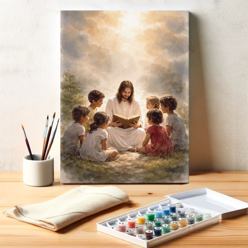 Jesus Reading with Children | Paint by Numbers Kit
