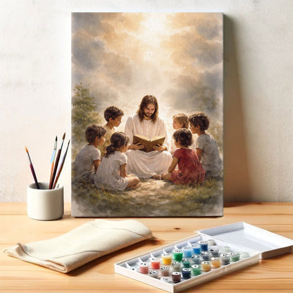 Jesus Reading with Children | Paint by Numbers Kit