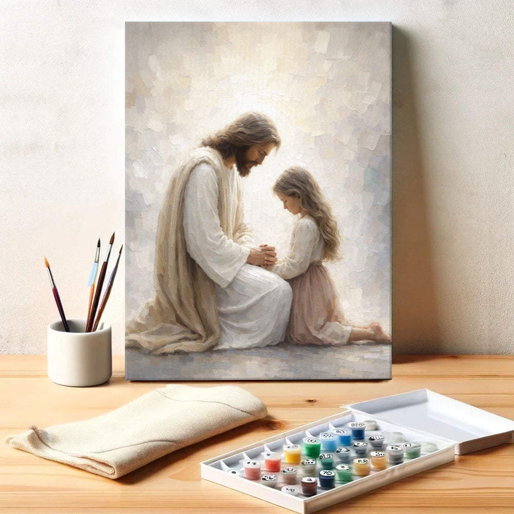 Jesus Praying With A Little Girl | Paint by Numbers Kit