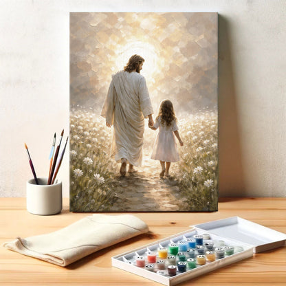 Jesus Walking With Little Girl | Paint by Numbers Kit