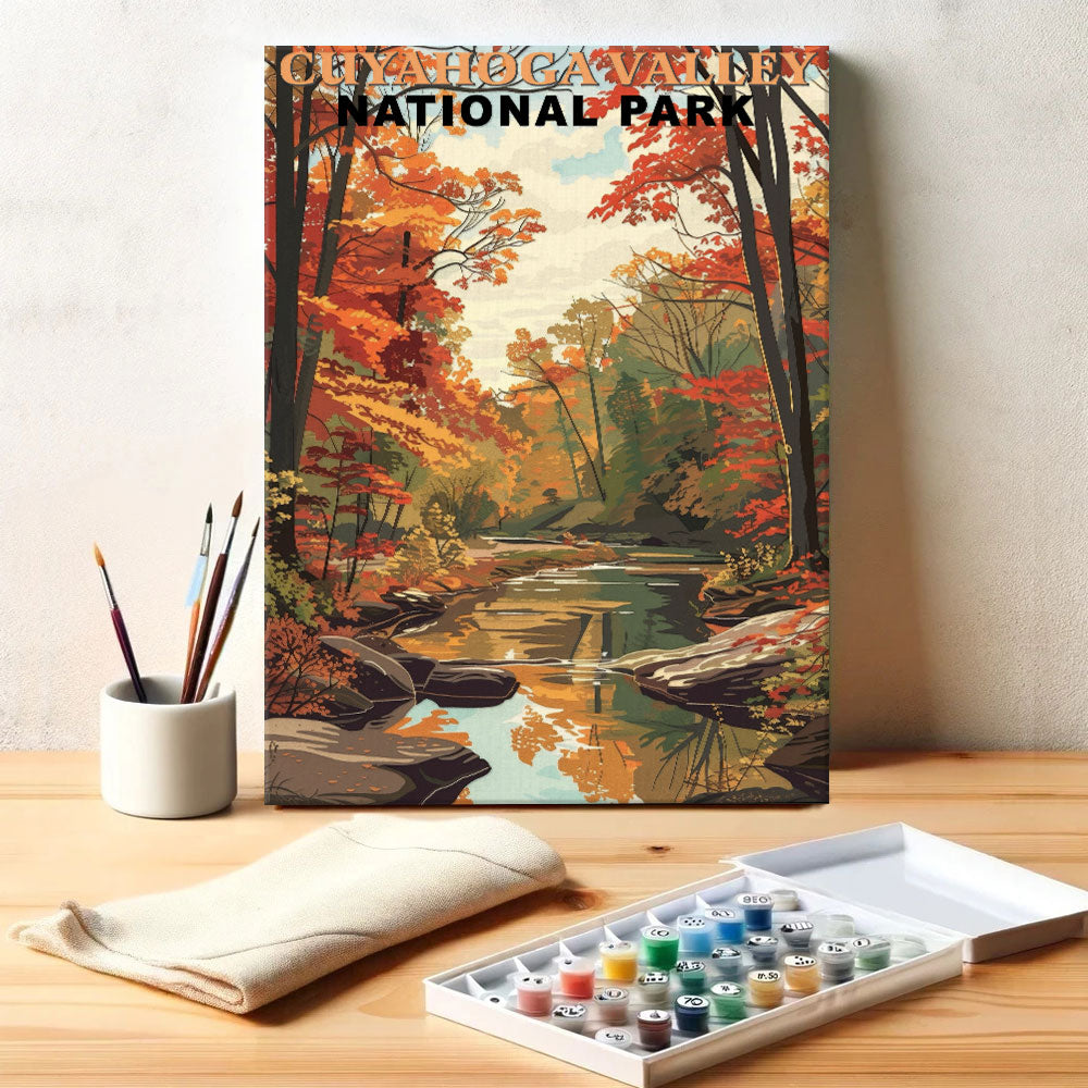 Cuyahoga Valley Nationalpark Vintage | Malen nach Zahlen Set